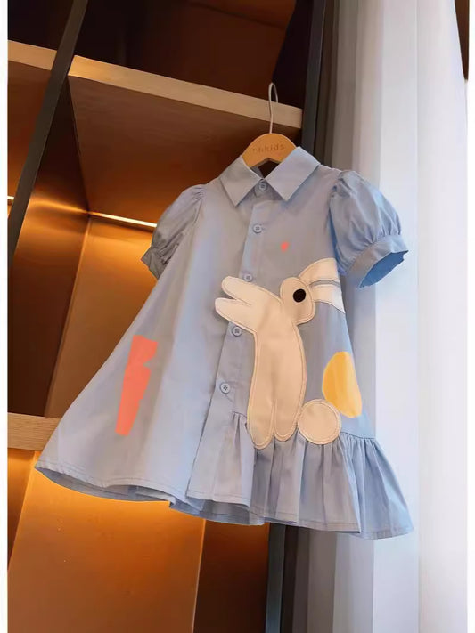 Korean Style Shirt Little Cute Bunny Short Children's Dress