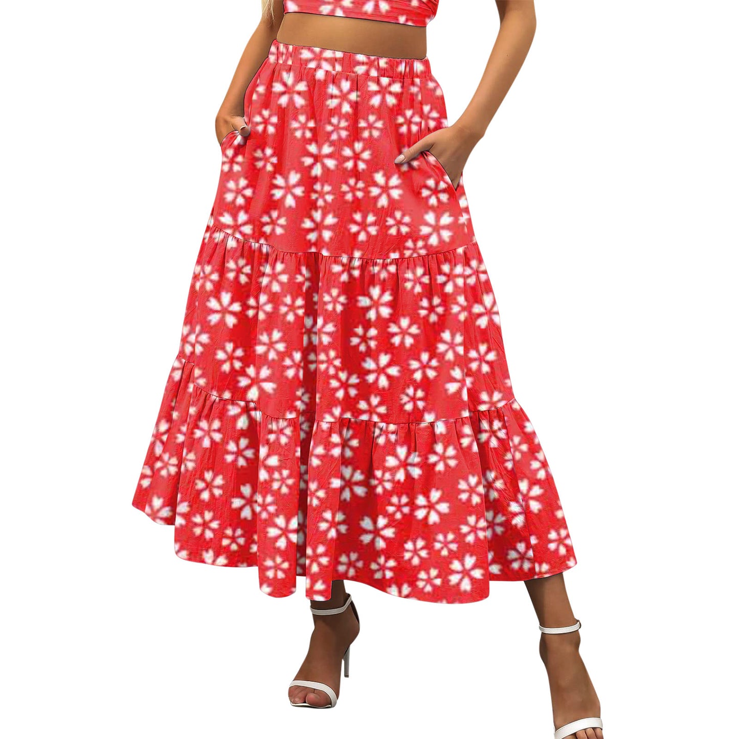 Versatile Attractive Printed Long Temperament Commute Skirt