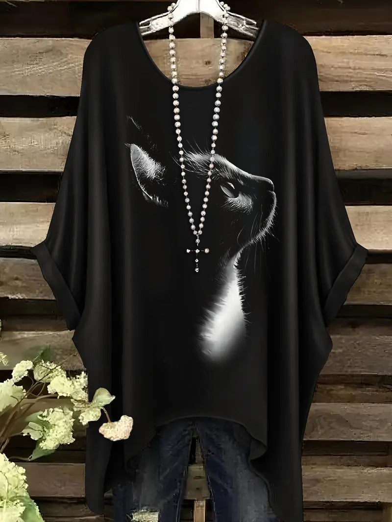 Glamorous Women's Mid-length Printed Comfortable Casual Large Size T-shirt