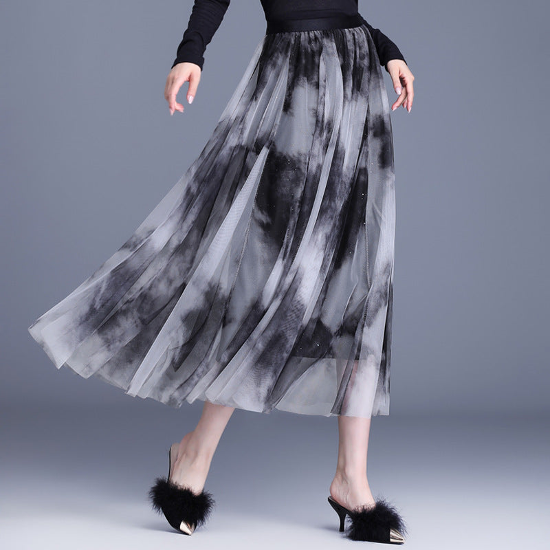 Women's Big Hem Dress Autumn Slimming High Waist Skirt