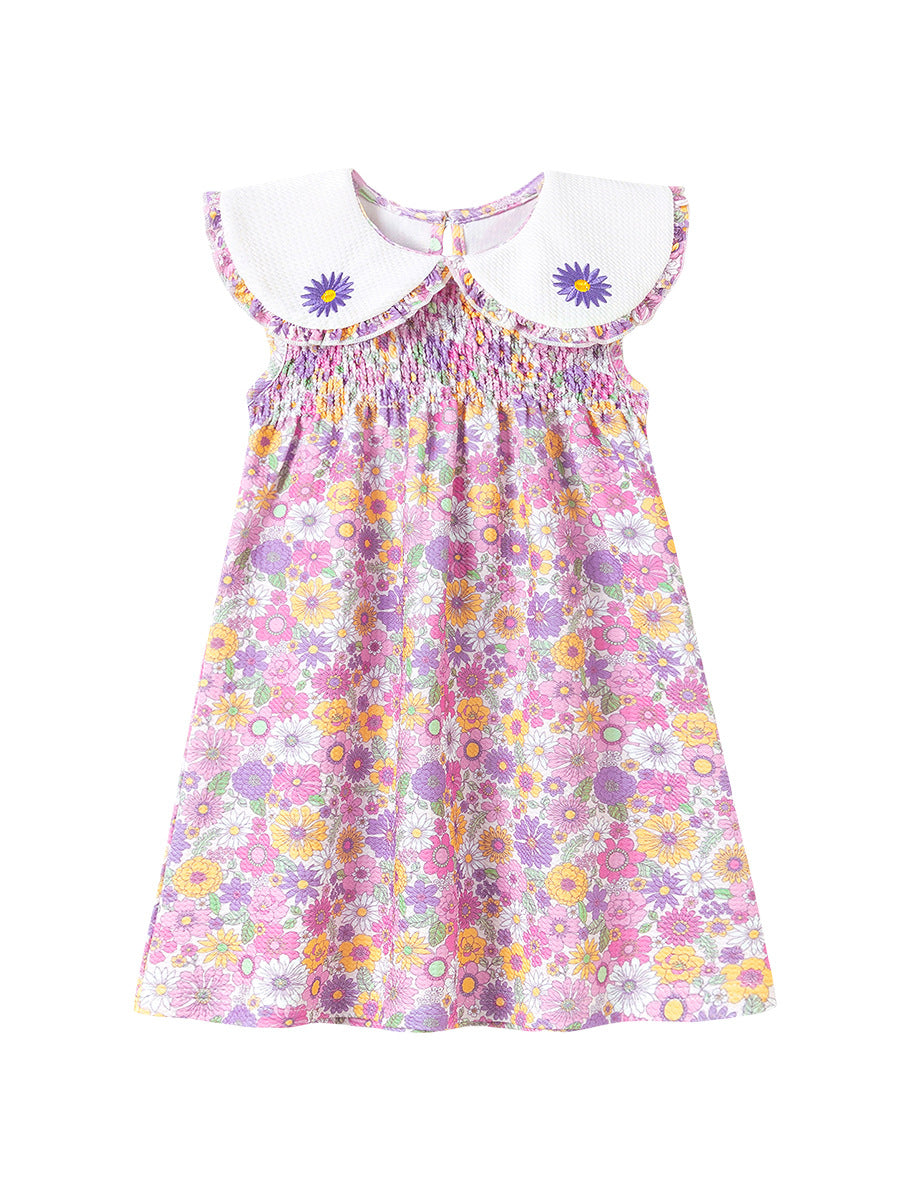 Cute Floral Summer Skirt Shirt Style Children's Dress