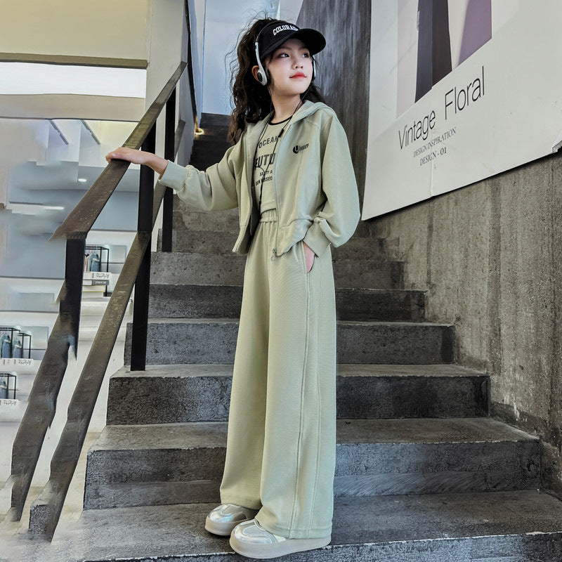 Women's Spring Fashionable Korean Style Teens Coat Sports Children's Suit
