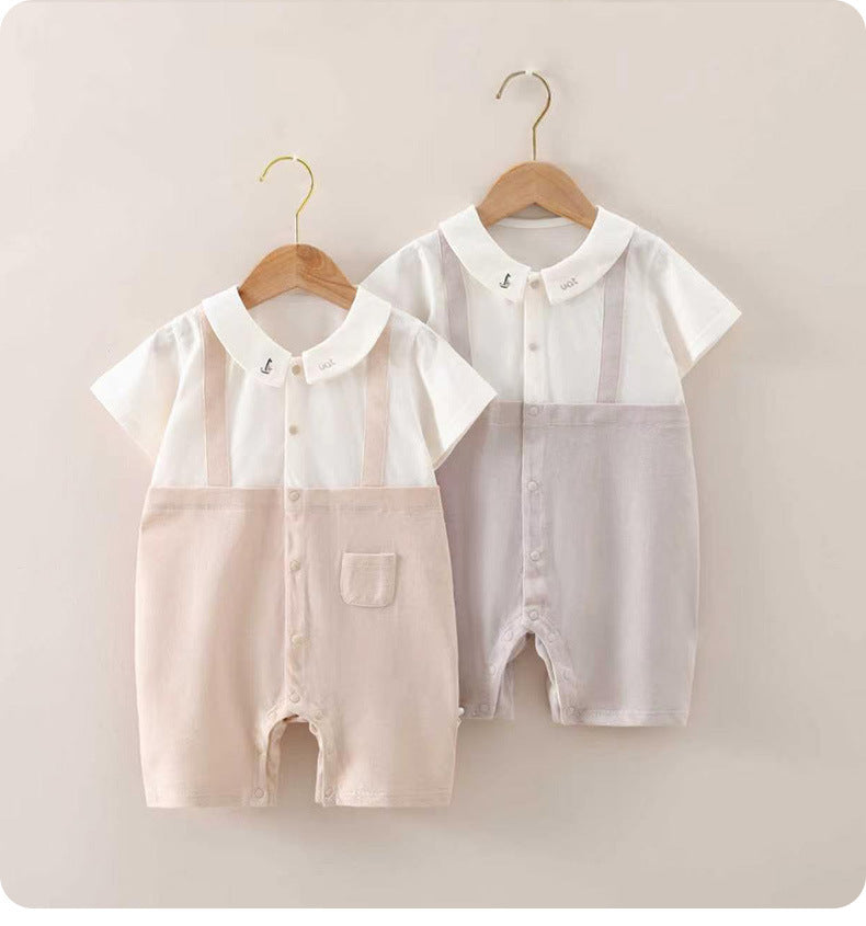 Summer Born Clothes Boy Short Sleeve Jumpsuit, Climbing Suit