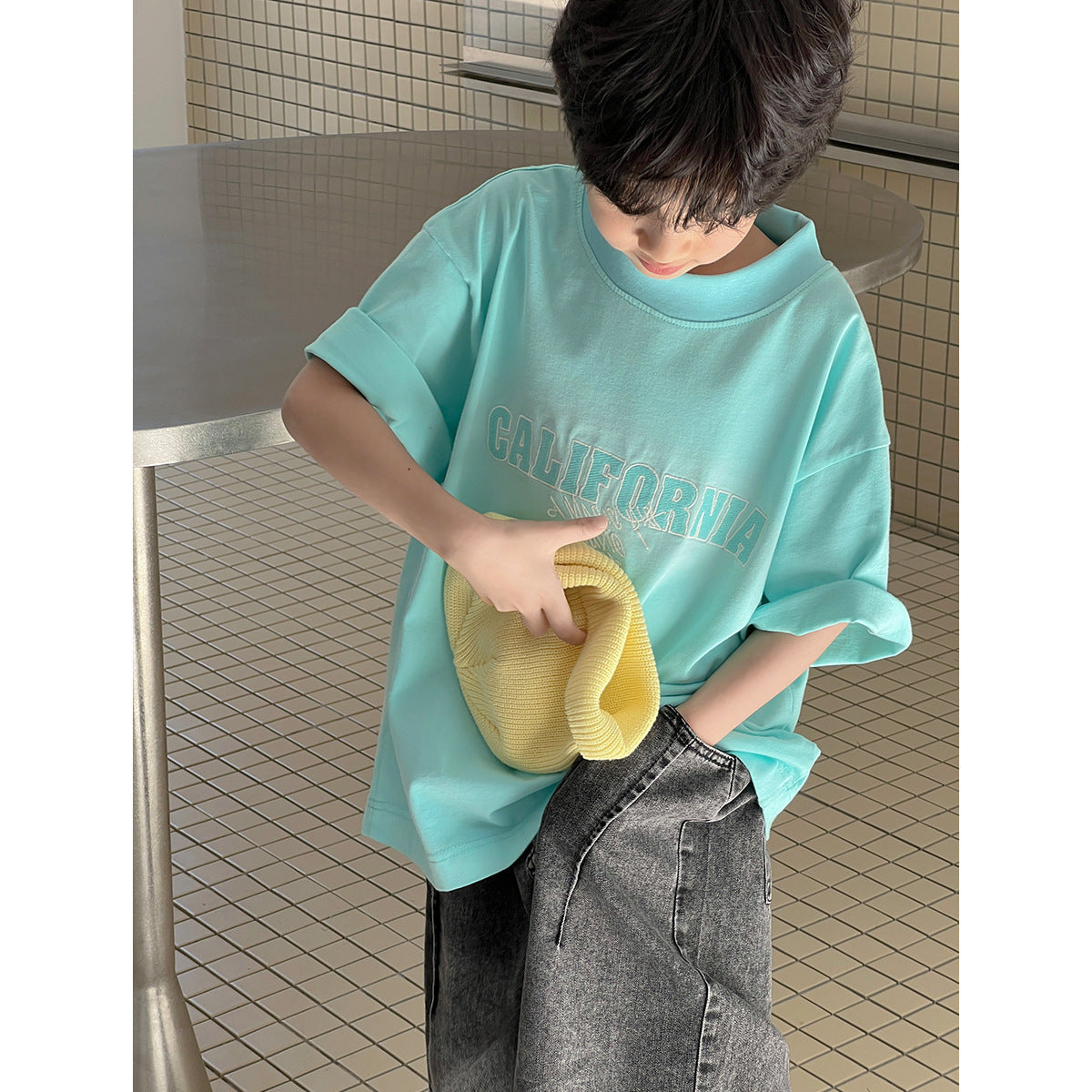 Children's Bright Color Short Sleeve Loose Breathable Children's T-shirt