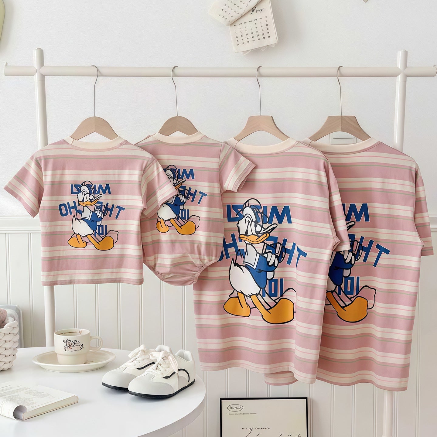 Summer Cartoon Striped Short Sleeve T-shirt Cute Parent-child Outfit