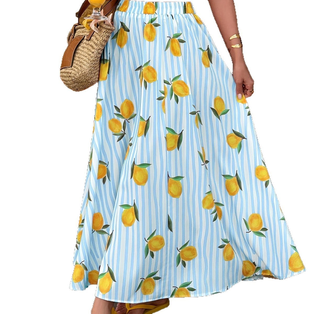 Women's Fruit Printed A- Line Loose Beach Skirt