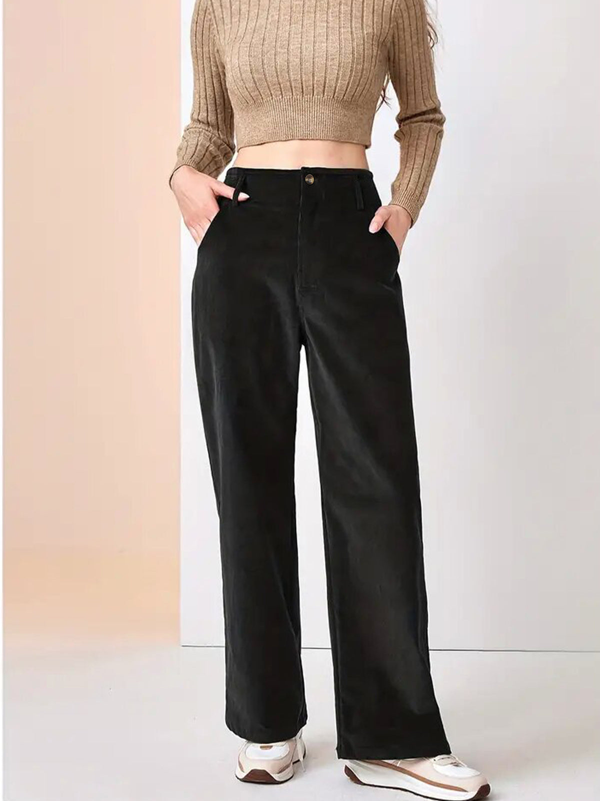 Women's Trousers With High Waist Slimming Straight Casual Pants