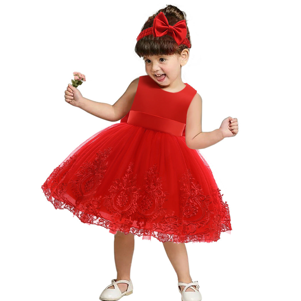 Children's Spring Wear Princess Lace Color Matching Children's Dress