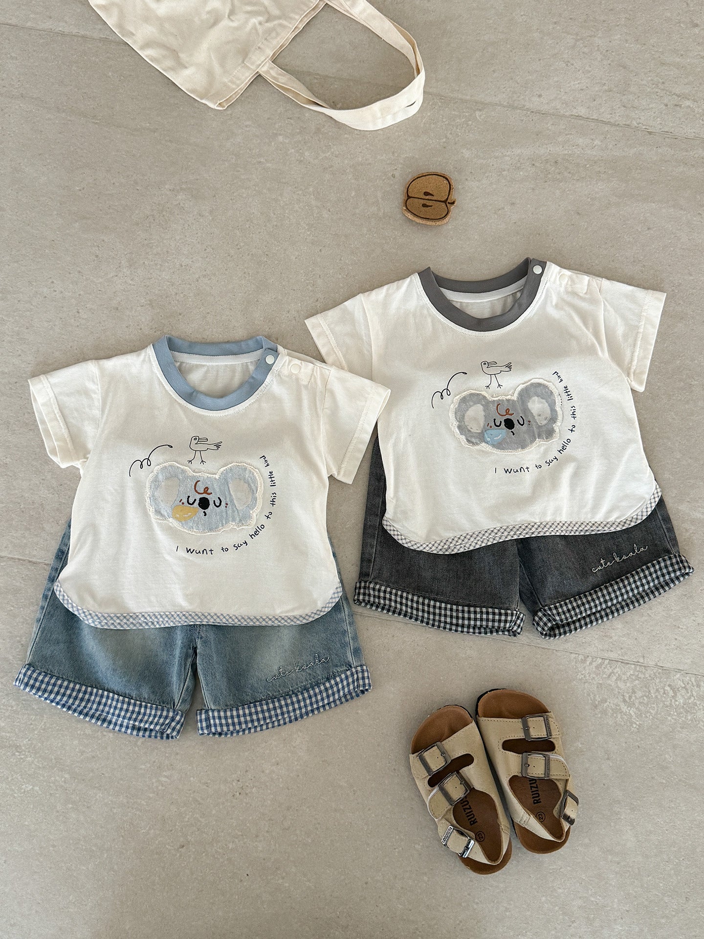 Children's Summer Thin Short-sleeved Shirt Korean Style Shorts Two-piece Children's Suit