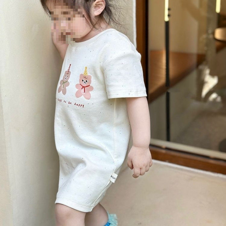 Children's Fashionable Cartoon Printed Short-sleeved T-shirt Skirt Summer Fun Children's Dress