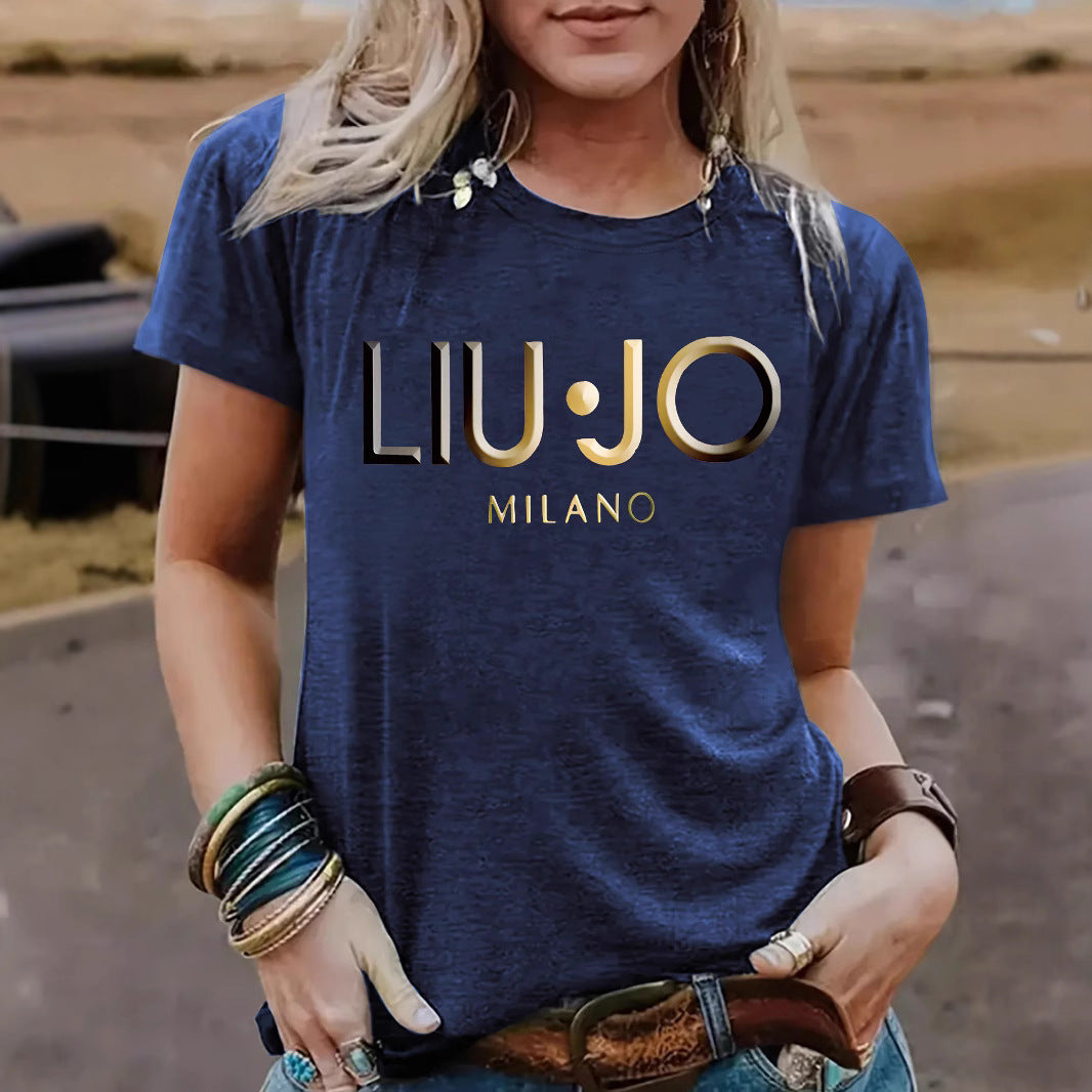 Women's Short-sleeved Slogan Fashion Loose Casual Round Women's T-shirt