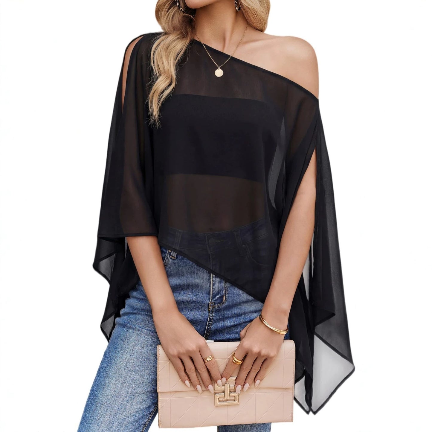 Women's Batwing Sleeve Sun Protective Loose Slimming Tops