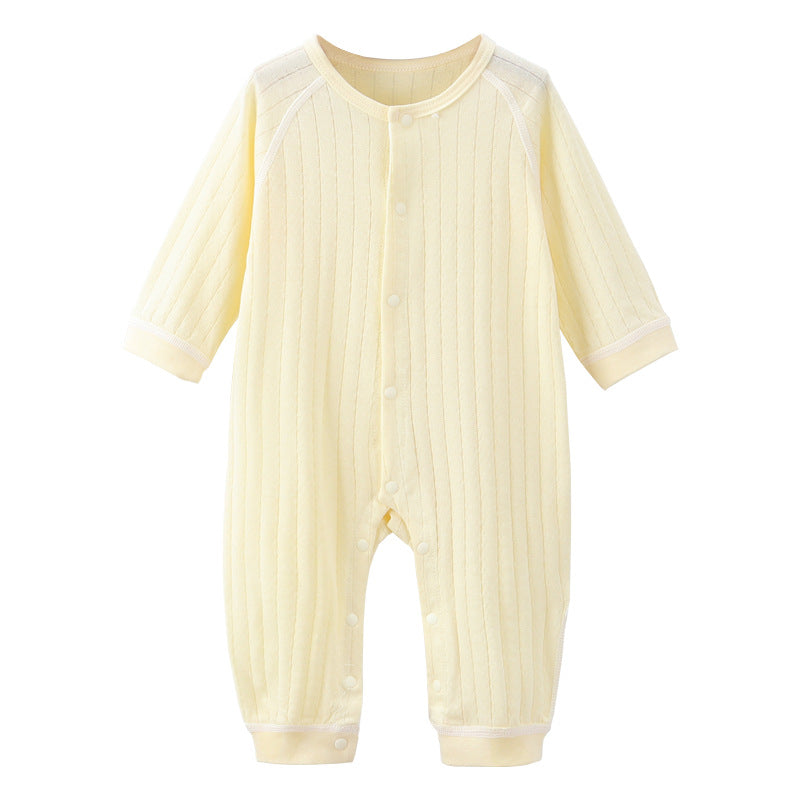 Long-sleeved Pajamas Boneless Solid Color Romper Born Cotton Air Jumpsuit, Climbing Suit