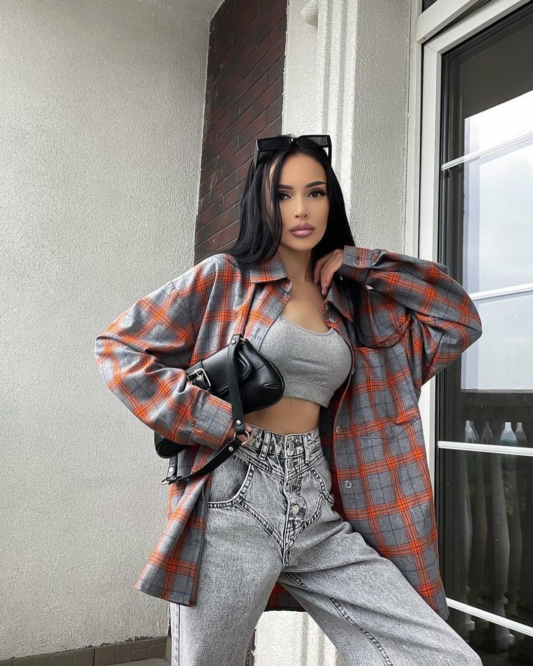 Women's Retro Easy Matching Lapel Loose Plaid Long-sleeved Blouse