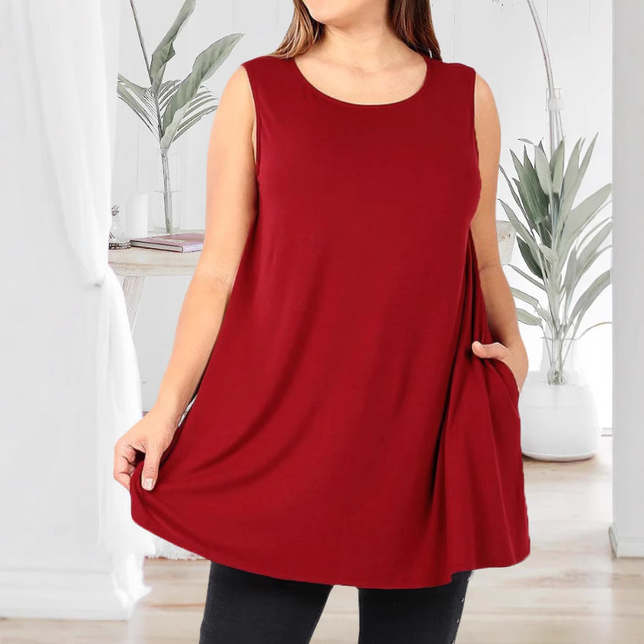Women's Fashion Casual Pocket Solid Color Vests