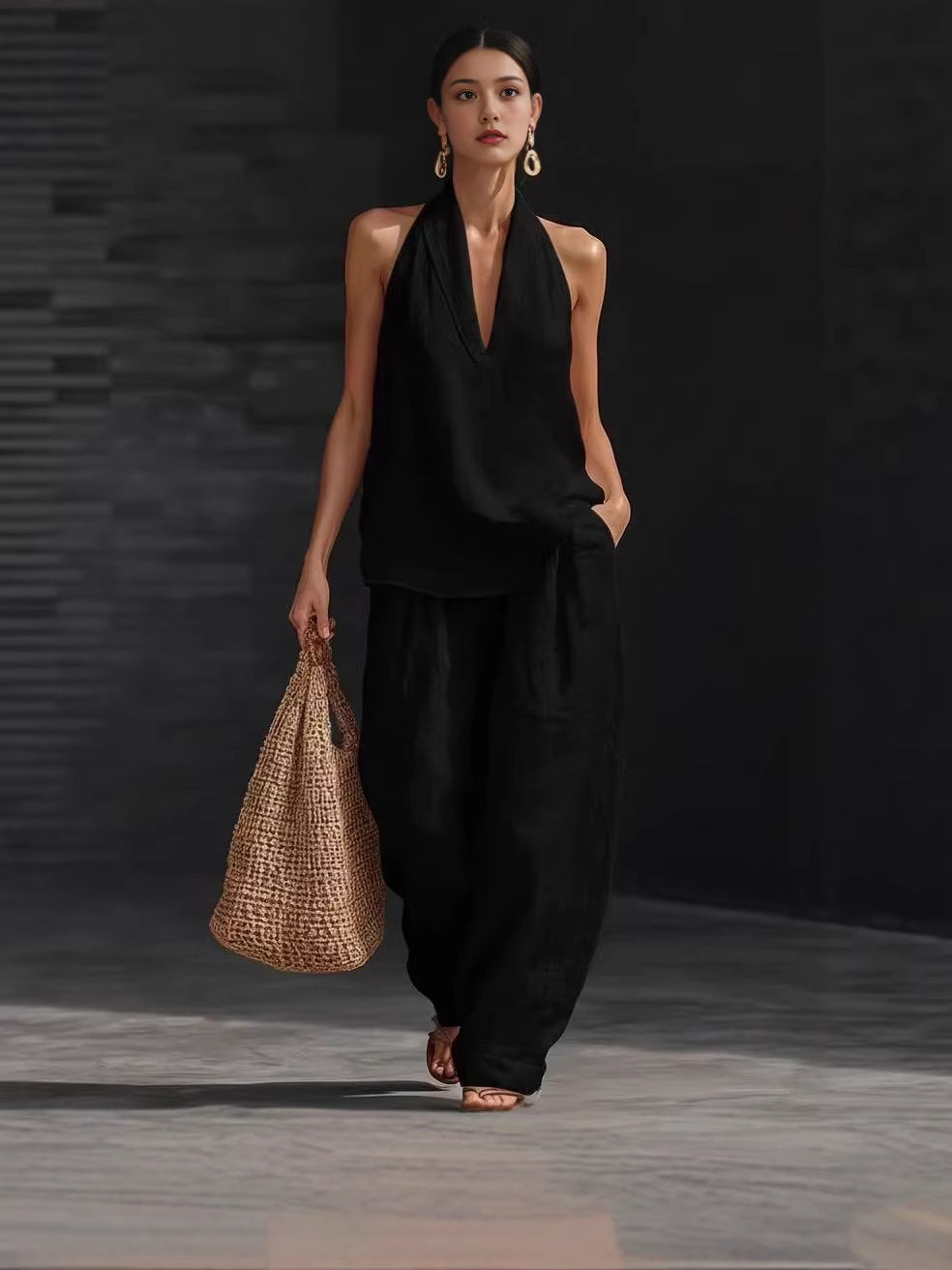Women's Sleeveless Loose Shoulder Summer Two-piece Trendy Suits