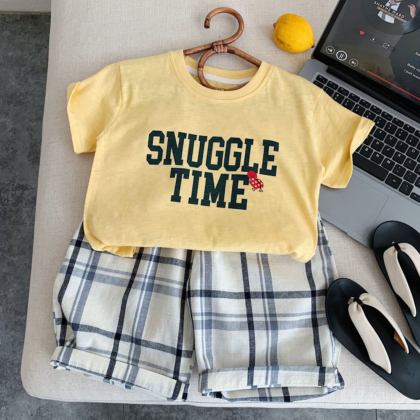 Children's Boy Summer Korean Style Thin Plaid Cropped Children's Pants