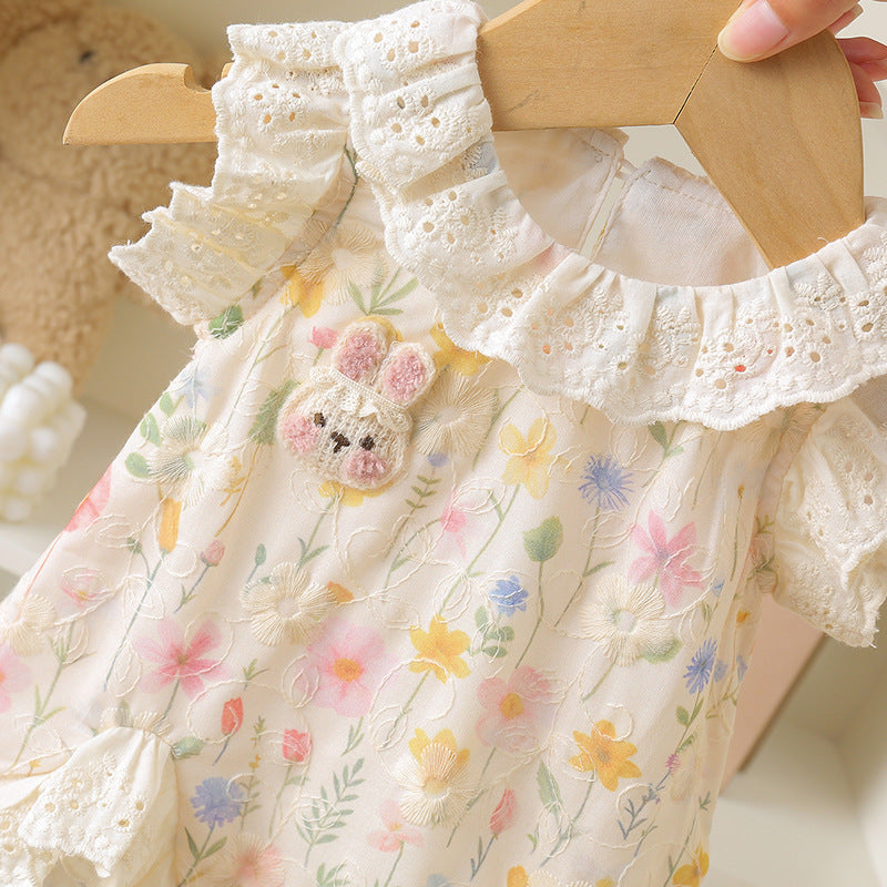 Days Old One Year Super Cute Lace Bunny Bloomer Jumpsuit, Climbing Suit