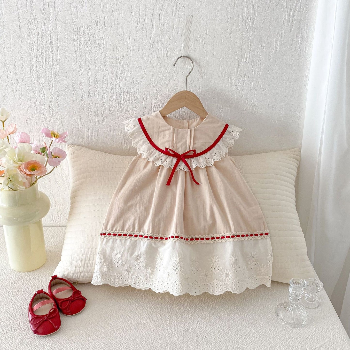 Children's Summer Lace Ruffled Collar Korean Style Princess Mori Children's Dress
