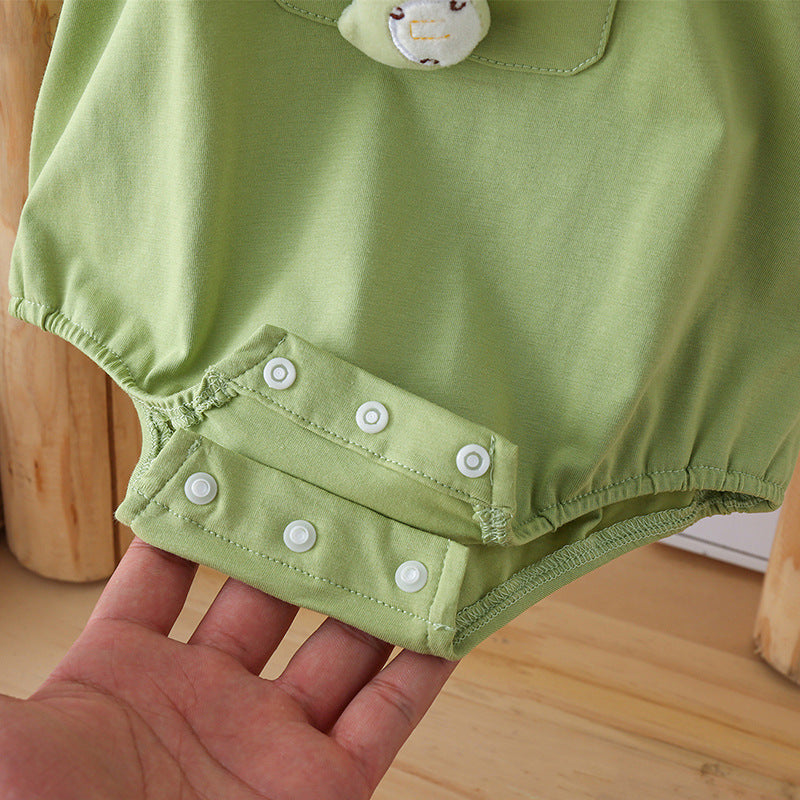 Babies Unisex Short Sleeve Romper Cartoon Cute Strap Fake Two Jumpsuit, Climbing Suit