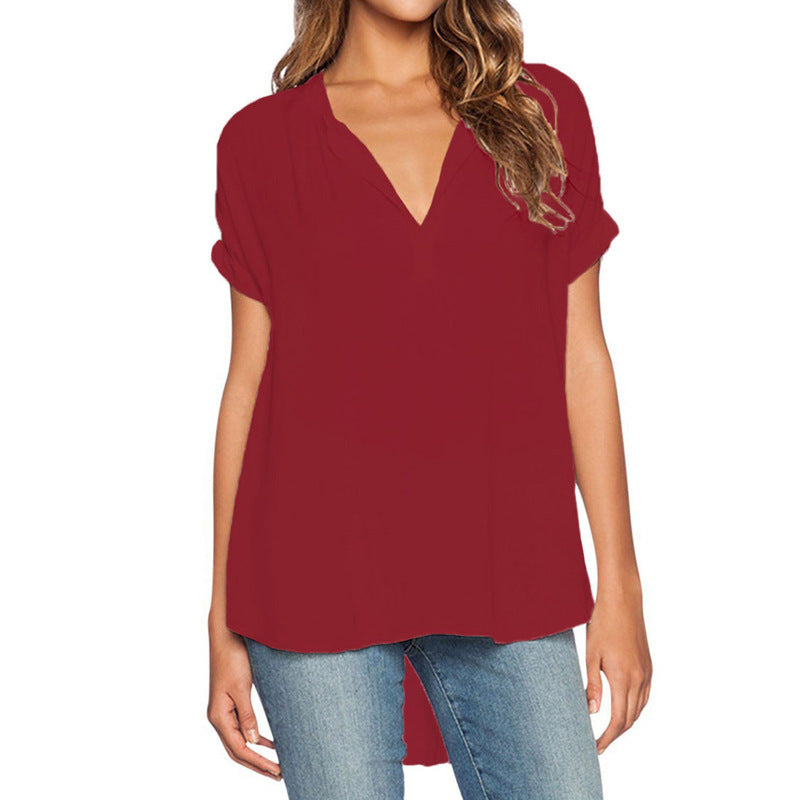 Women's Summer Fashion Wear Sleeve Front Back Long Loose Lace Shirt, Chiffon Shirt