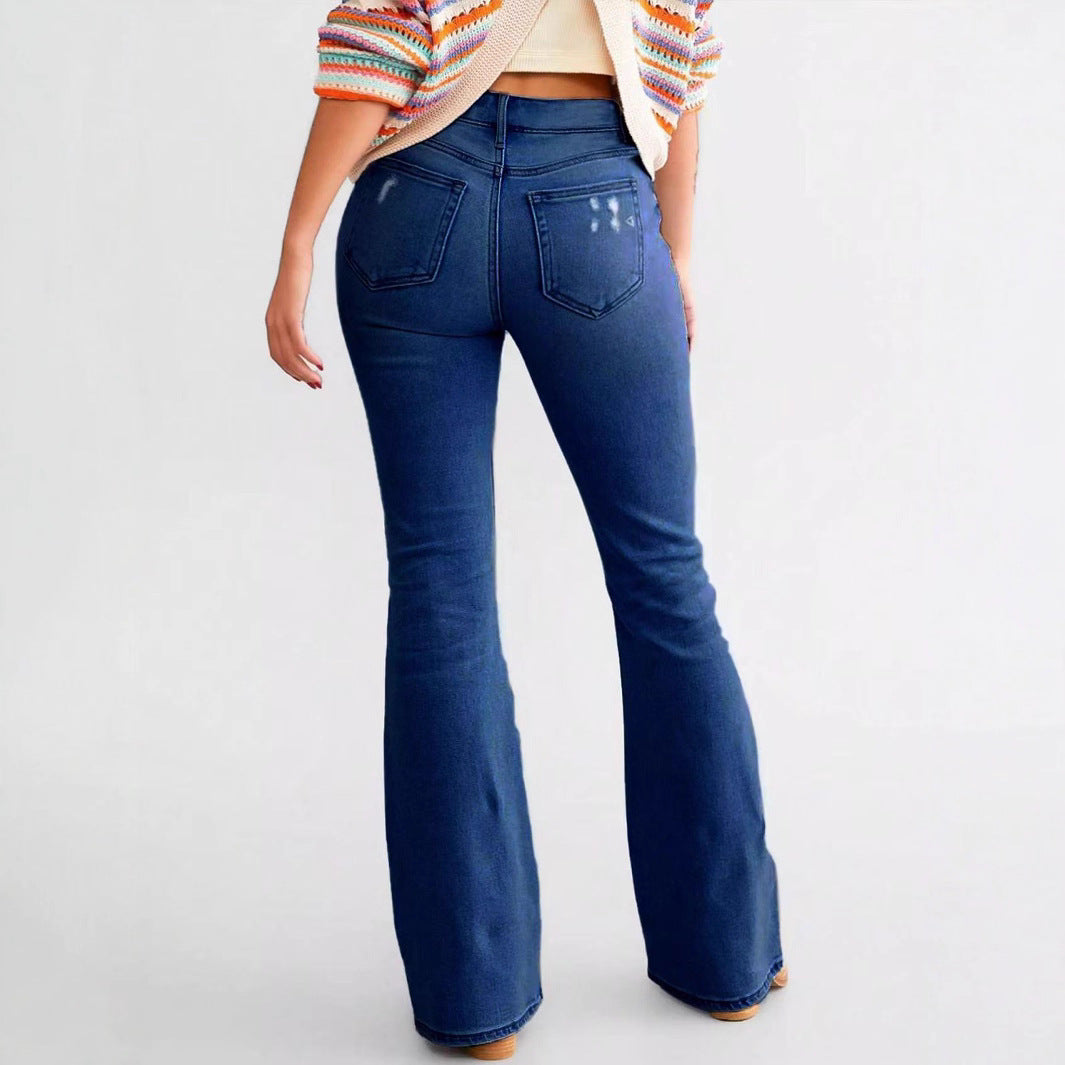 Women's Ripped Embroidered Denim Skinny Fashion Slim Jeans