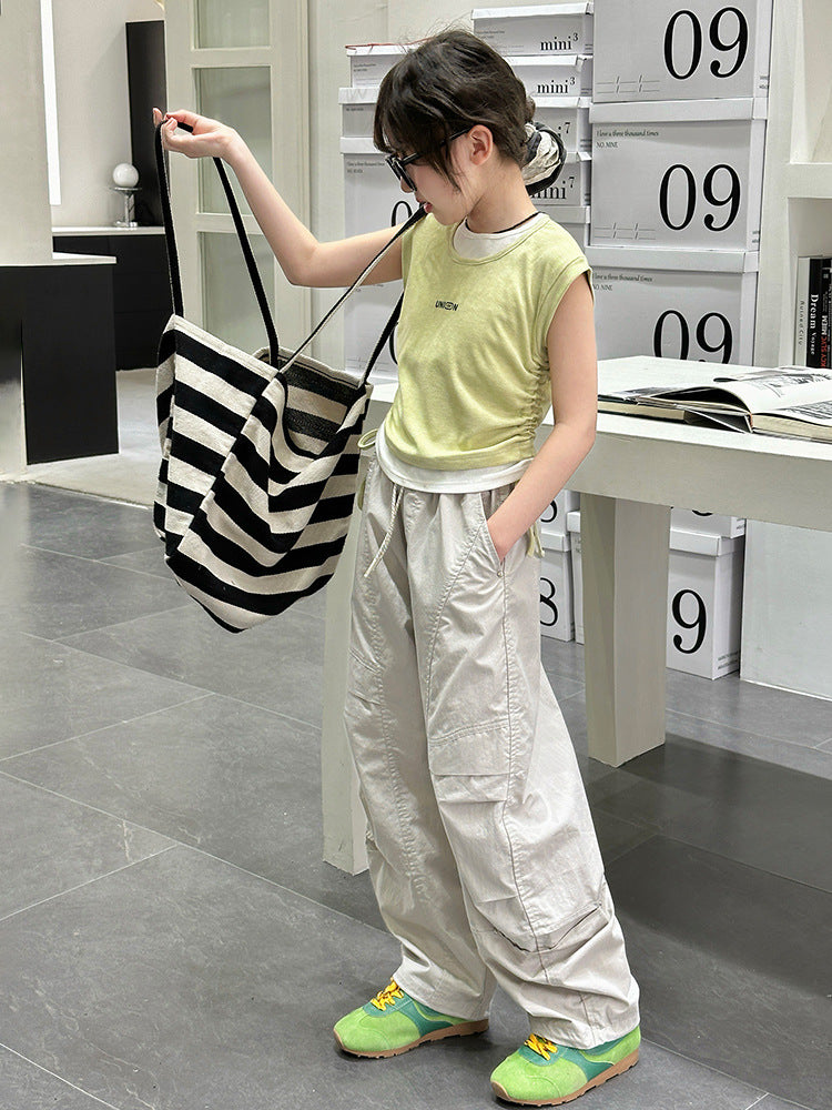 Children's Western Style Overalls Medium Big Casual Trousers Children's Pants