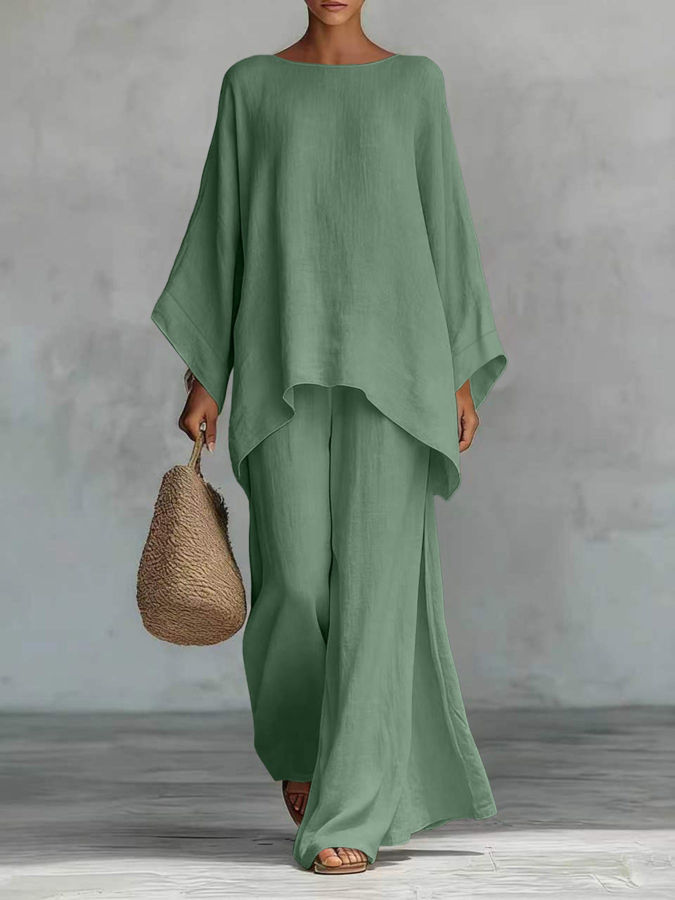 Women's Simple Loose Old Money Style Linen Blended Fashion Casual Suit