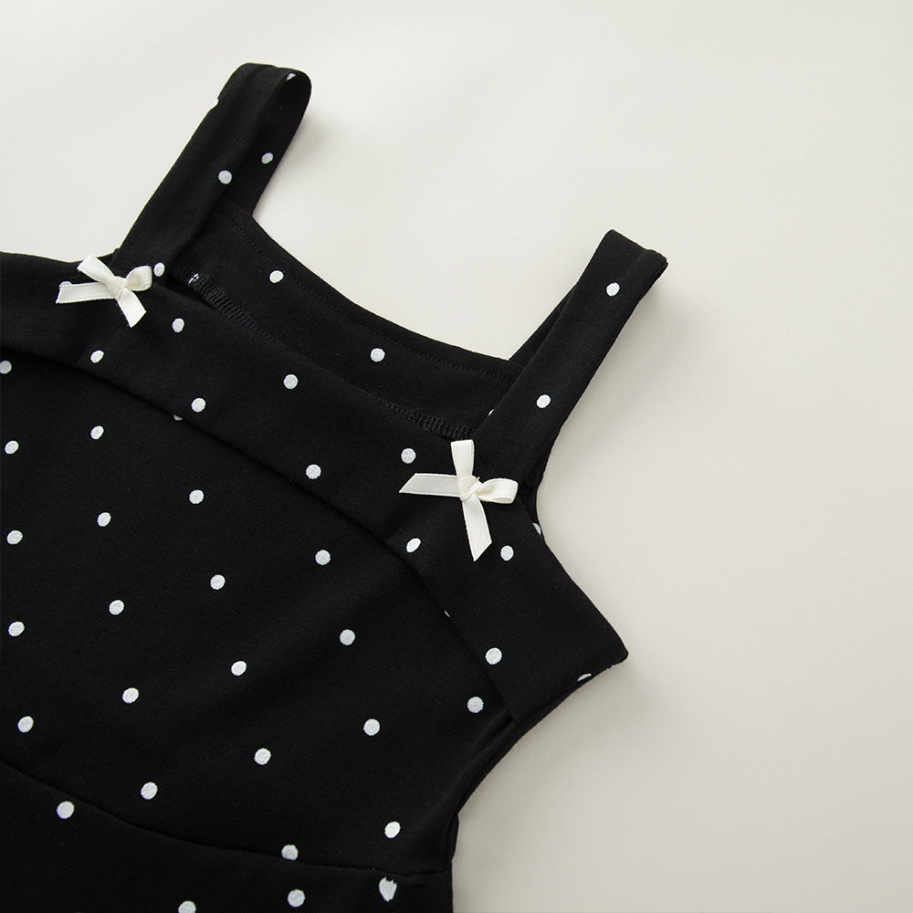 Polka Dot Knit Halter Summer Korean Style Children's Dress