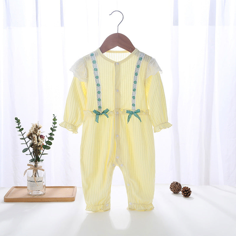 Women's Cute Jumpsuit Clothes Long Sleeve Bowknot Thin Jumpsuit, Climbing Suit