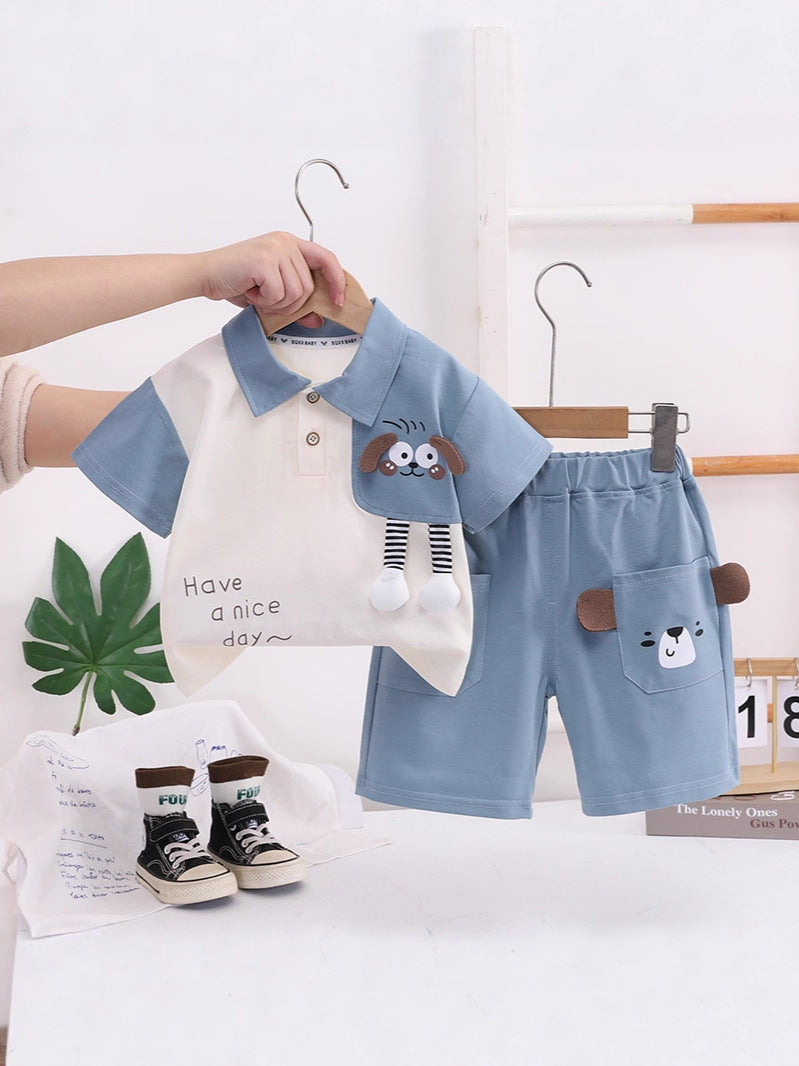 Children's Summer Cartoon Clothes For Boys Short Sleeve Two-piece Thin Children's Suit