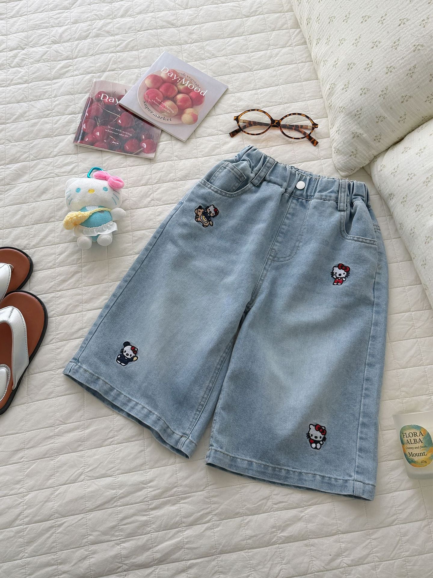 Summer Denim Thin Fashionable Embroidery Outer Shorts Children's Pants