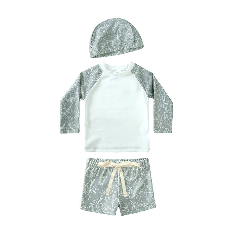 Children's Summer Long Sleeve Split Style Swimsuit Boys Boy Sun Protective Children's Suit