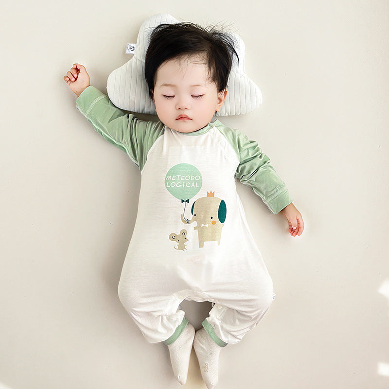Conditioning Clothes Born Modal Breathable Long Sleeves Pajamas Jumpsuit, Climbing Suit