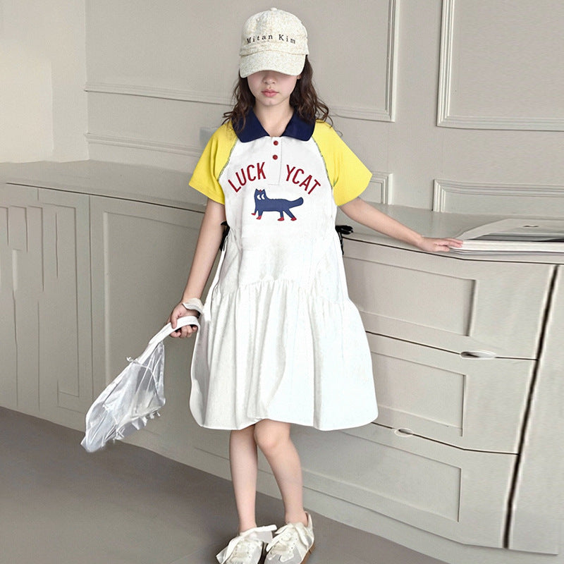 Fashionable Summer Fashion Cartoon Skirt Female Older Children's Dress