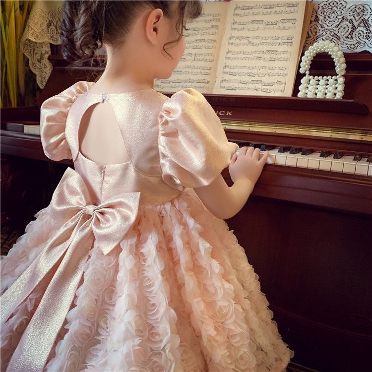 Children's Summer Fashionable Skirt Little Puff Sleeve Mesh Children's Dress
