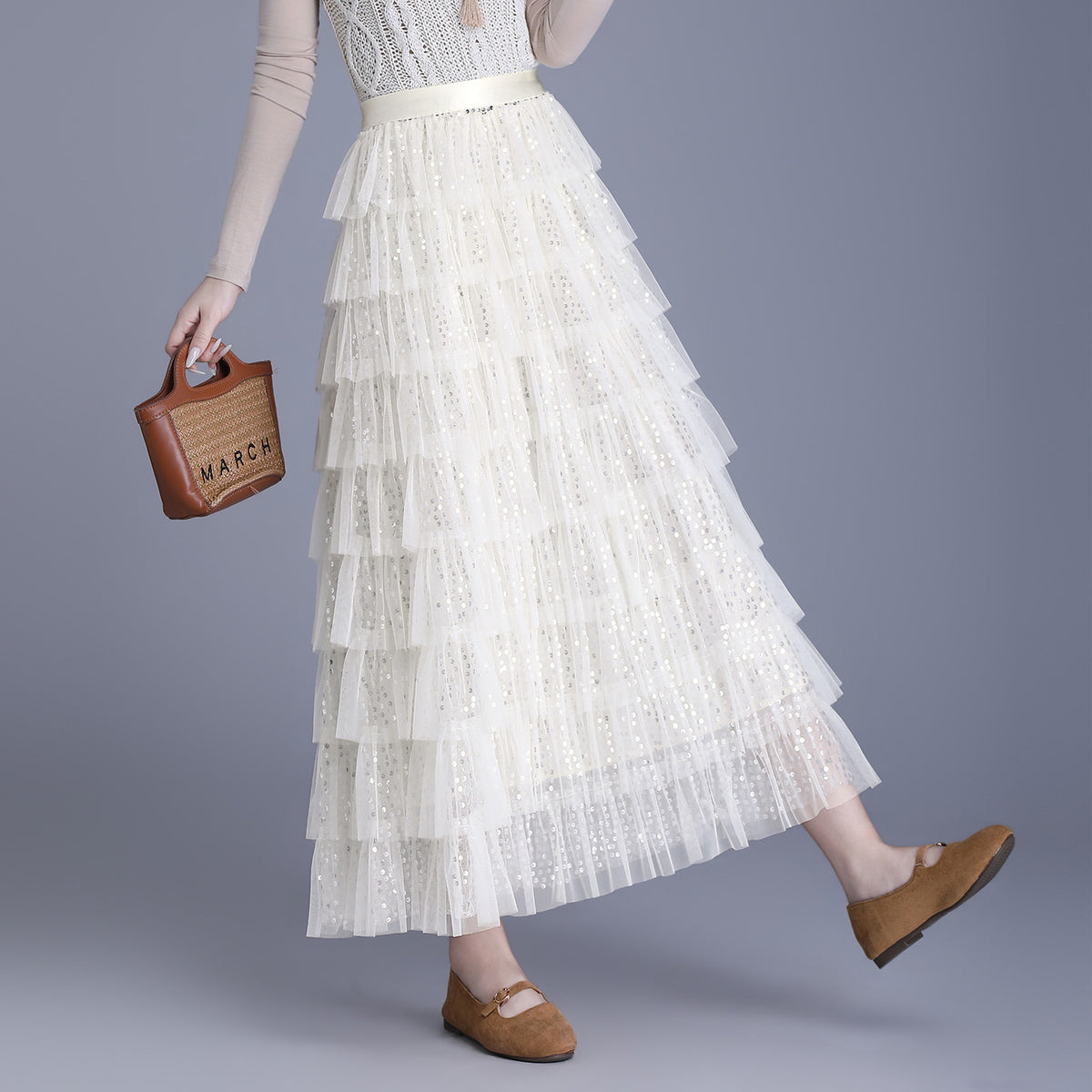 Women's Spring High Waist Puffy A- Line Skirt