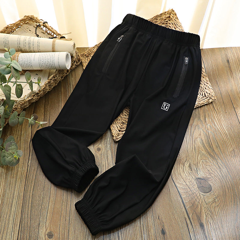 Children's Summer Air Conditioning Boys Zipper Panda Classmates Clothing Live Children's Pants