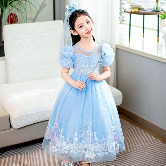 Princess Summer Frozen Birthday Aisha Female Children's Dress