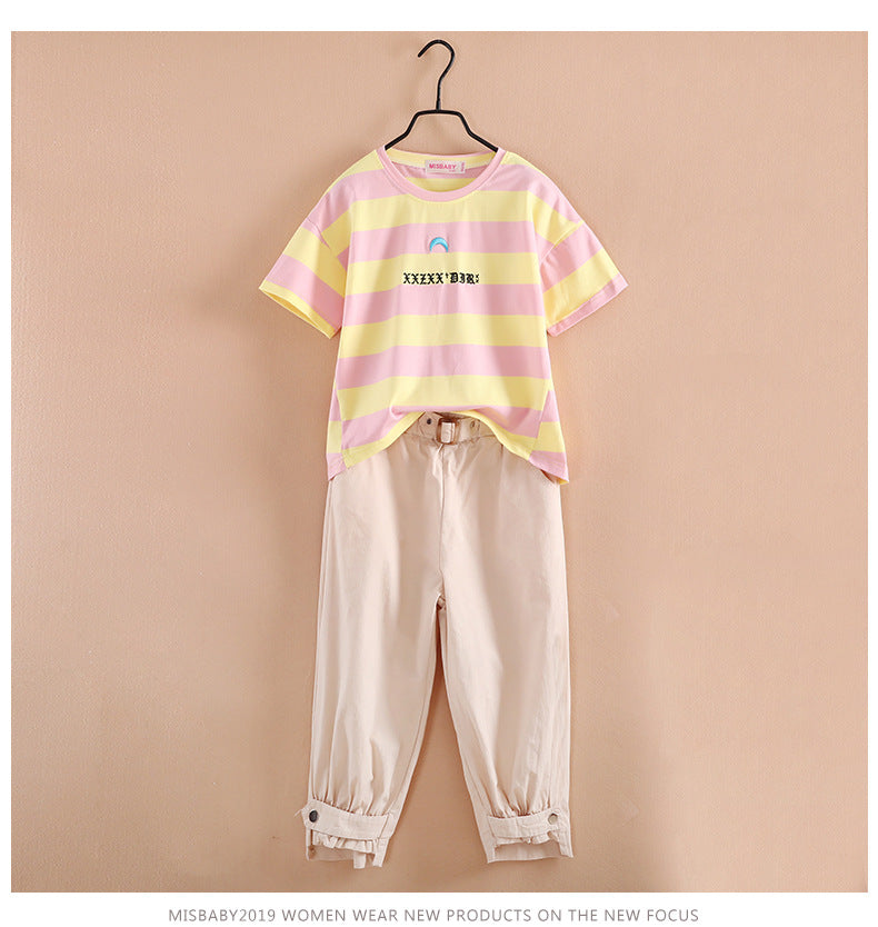 Children's Sports Young Teen Clothing Fashionable Short Sleeve Two-piece Summer Children's Suit