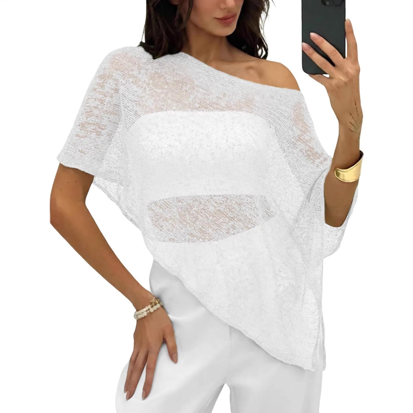 Women's Shawl Sun Protection Loose Idle Thin Ice Silk Lace Shirt, Chiffon Shirt