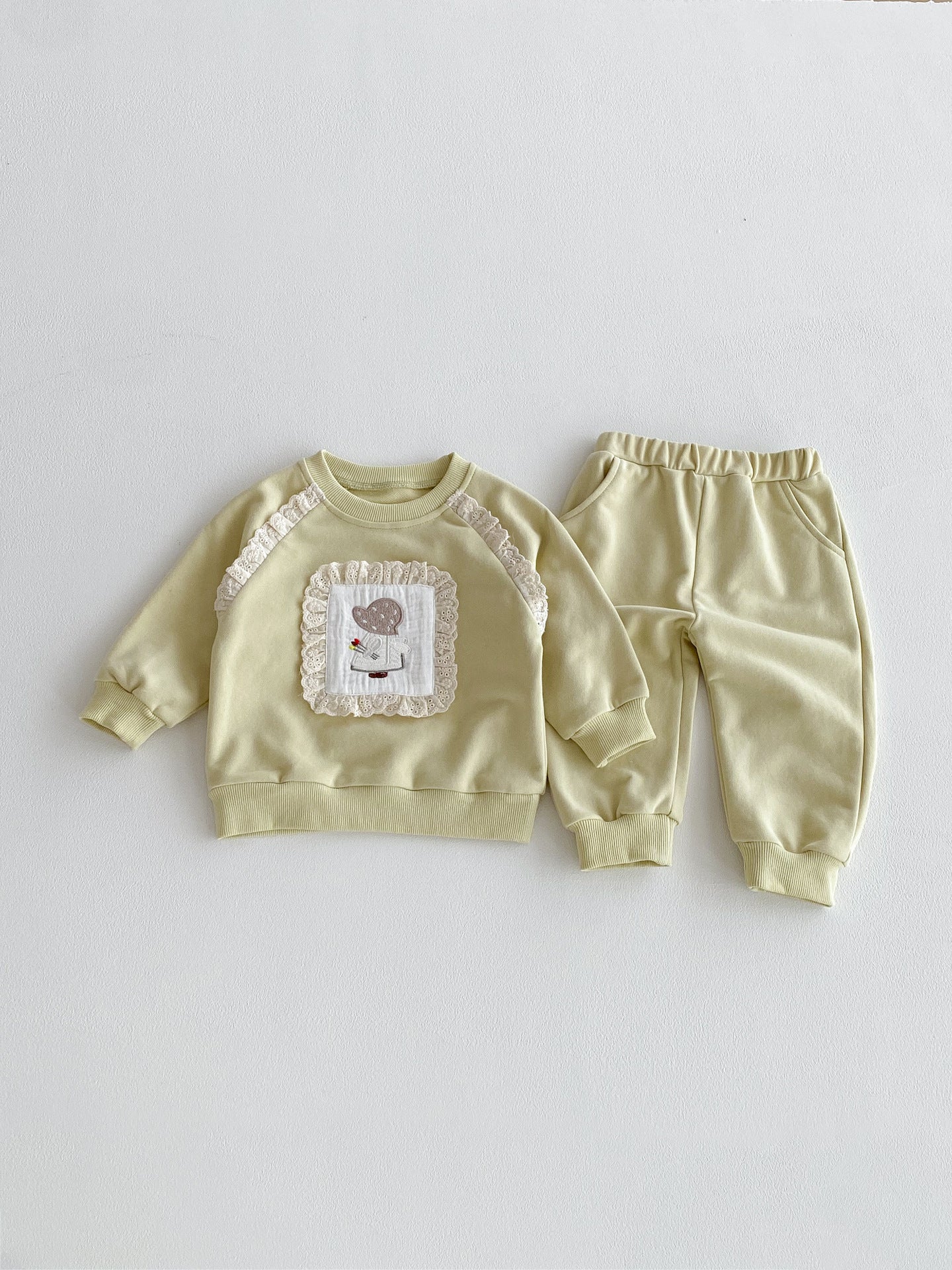 Children's Autumn Clothes Fashion Sweater Pants Lace Children's Suit