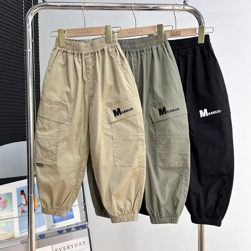 Children's Summer Cotton For Middle Big Thin Mosquito Repelling Printed Large Children's Pants