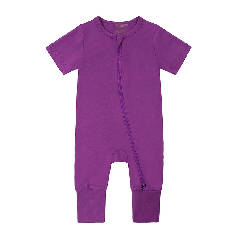 Jumpsuit Summer Bamboo Fiber Style Short Sleeve Male Female Jumpsuit, Climbing Suit