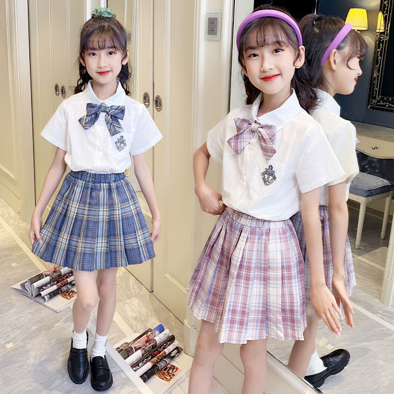 Children's Uniform Skirt Medium Large Preppy Style Shirt Pleated Performance Children's Suit
