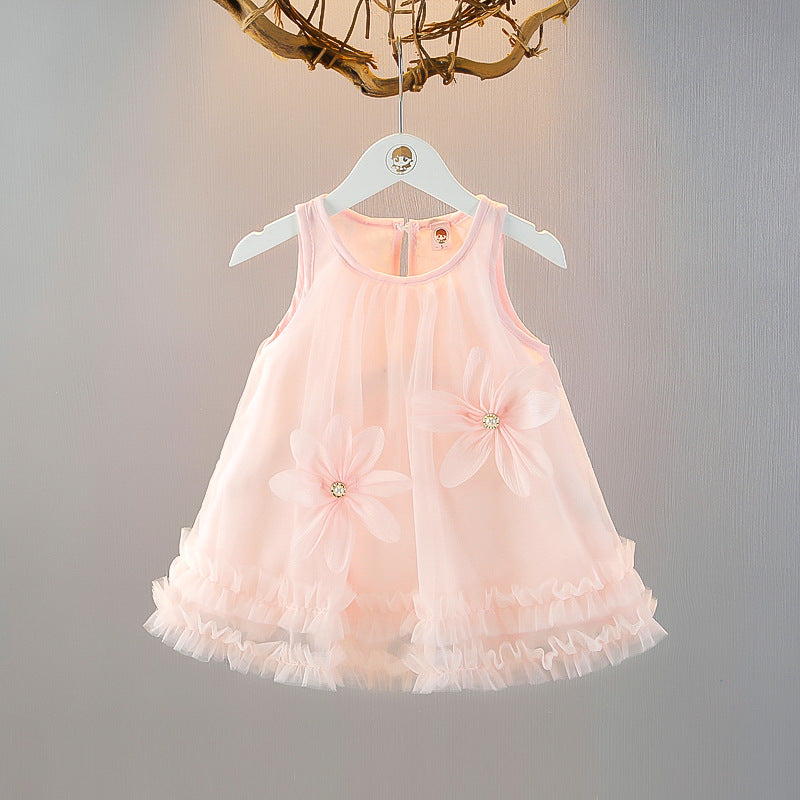 Sweet Gauze Short Sleeve Sleeveless Vest Little Princess Children's Dress