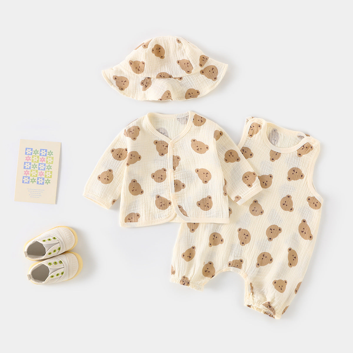 Thin Gauze Sleeveless Romper Air Conditioning Three-piece Born Jumpsuit Going Jumpsuit, Climbing Suit