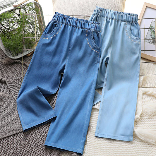 Domestic Sales Middle Big Denim Trousers Can Be Children's Pants