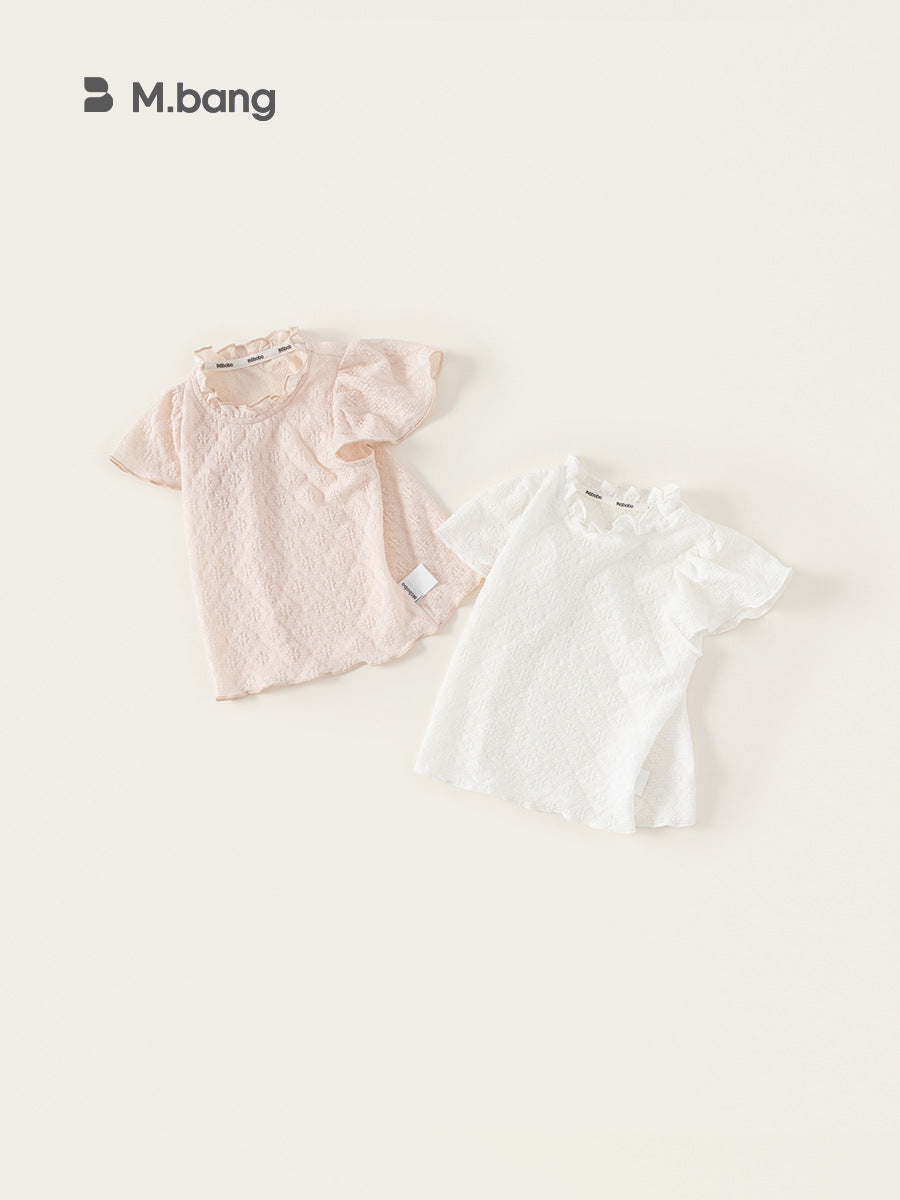 Children's Short-sleeved Summer Dress Western Style Wooden Ear Small Medium Children's T-shirt