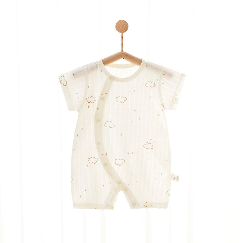 Women's & Men's Short Sleeve Rompers Summer Thin Class Pure Cotton Born Clothes Jumpsuit, Climbing Suit